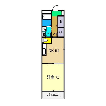 フレグランス西町(1DK/2階)の間取り写真