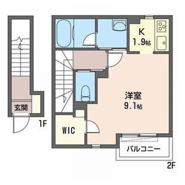 アネックスA(1K/2階)の間取り写真