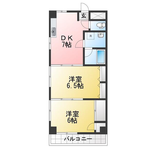 ファミール梅田(2DK/5階)の間取り写真