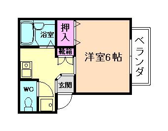 プリマヴェーラ箕面(ワンルーム/1階)の間取り写真