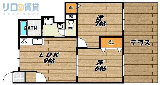 コスモハイツセブン(2LDK/1階)の間取り写真
