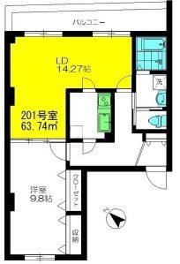 エステソル飯田(1LDK/2階)の間取り写真
