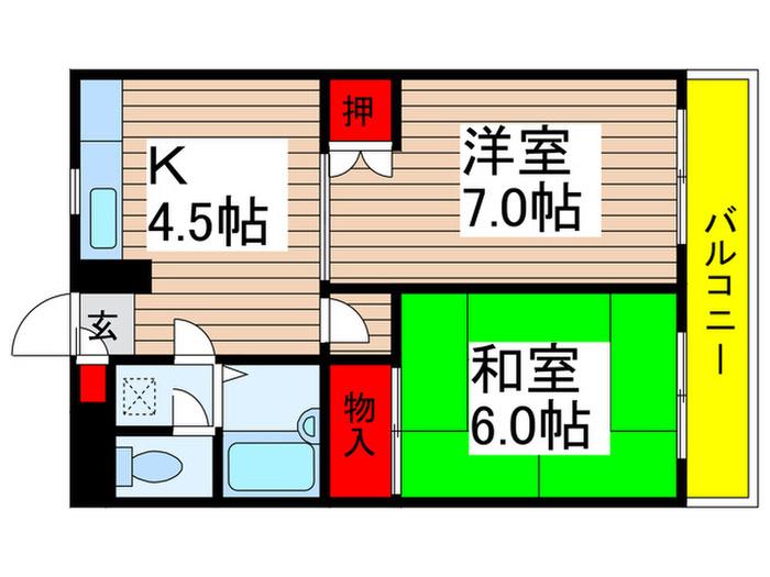 グランデール和光(2K/2階)の間取り写真