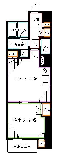ダイナシティ高円寺(1LDK/3階)の間取り写真