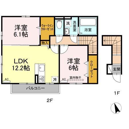 フロレゾンみかわ(2LDK/2階)の間取り写真