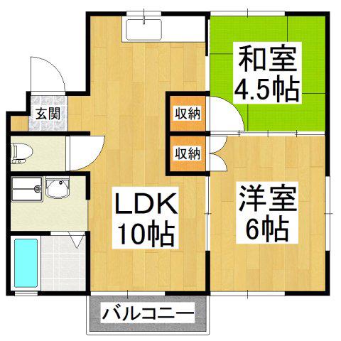 新緑のショコラティエ(2LDK/2階)の間取り写真