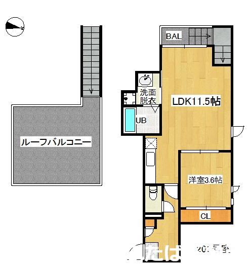 GRANDTIC 高宮南(1LDK/2階)の間取り写真