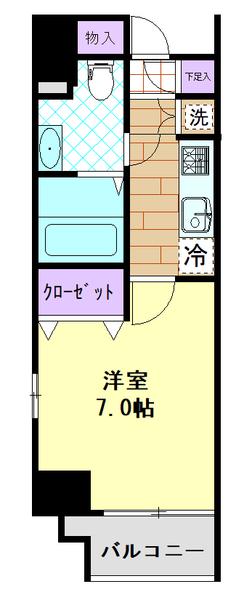 HUMANハイム北浦和駅前(1K/2階)の間取り写真