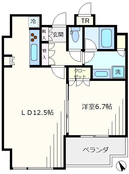 大崎ガーデンレジデンス(1LDK/7階)の間取り写真