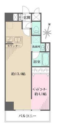 フレア・F(ワンルーム/4階)の間取り写真