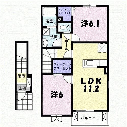 サンカルティエグラン(2LDK/2階)の間取り写真