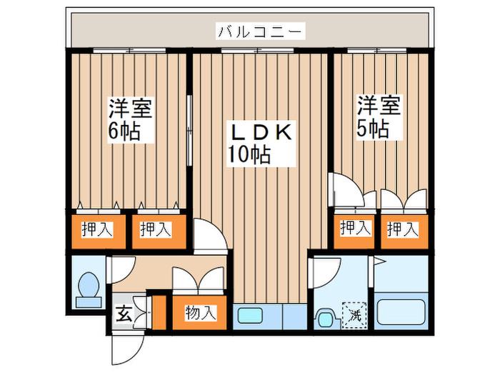 ハイグレード美園(2LDK/2階)の間取り写真