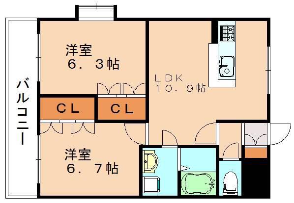 せせらぎC(2LDK/1階)の間取り写真