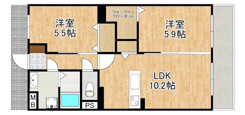 ベルフォーレ(2LDK/1階)の間取り写真