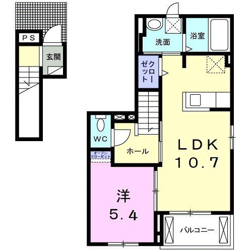 J ポエム(1LDK/2階)の間取り写真