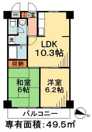 スカイフォーラム小岩(2LDK/9階)の間取り写真