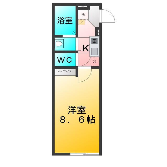 カインドネス田無(1K/2階)の間取り写真