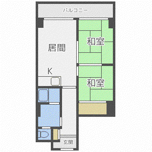 ドミ16中島公園(2LDK/5階)の間取り写真