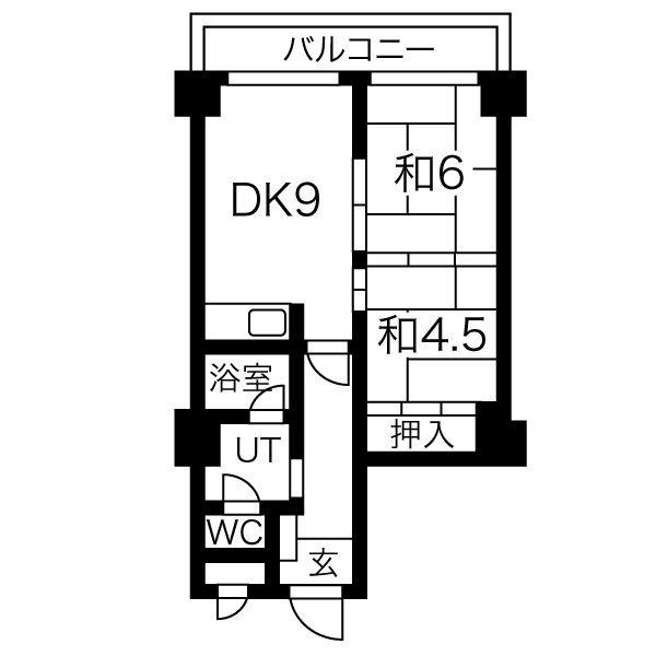 ドミ16中島公園(2LDK/5階)の間取り写真