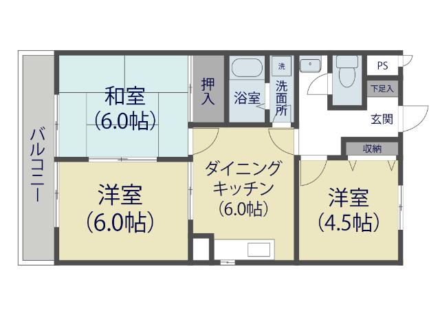 シャイン関根(3DK/2階)の間取り写真