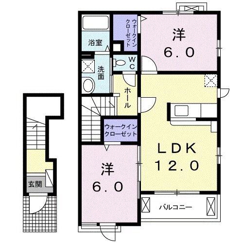 シャルマン桜D(2LDK/2階)の間取り写真