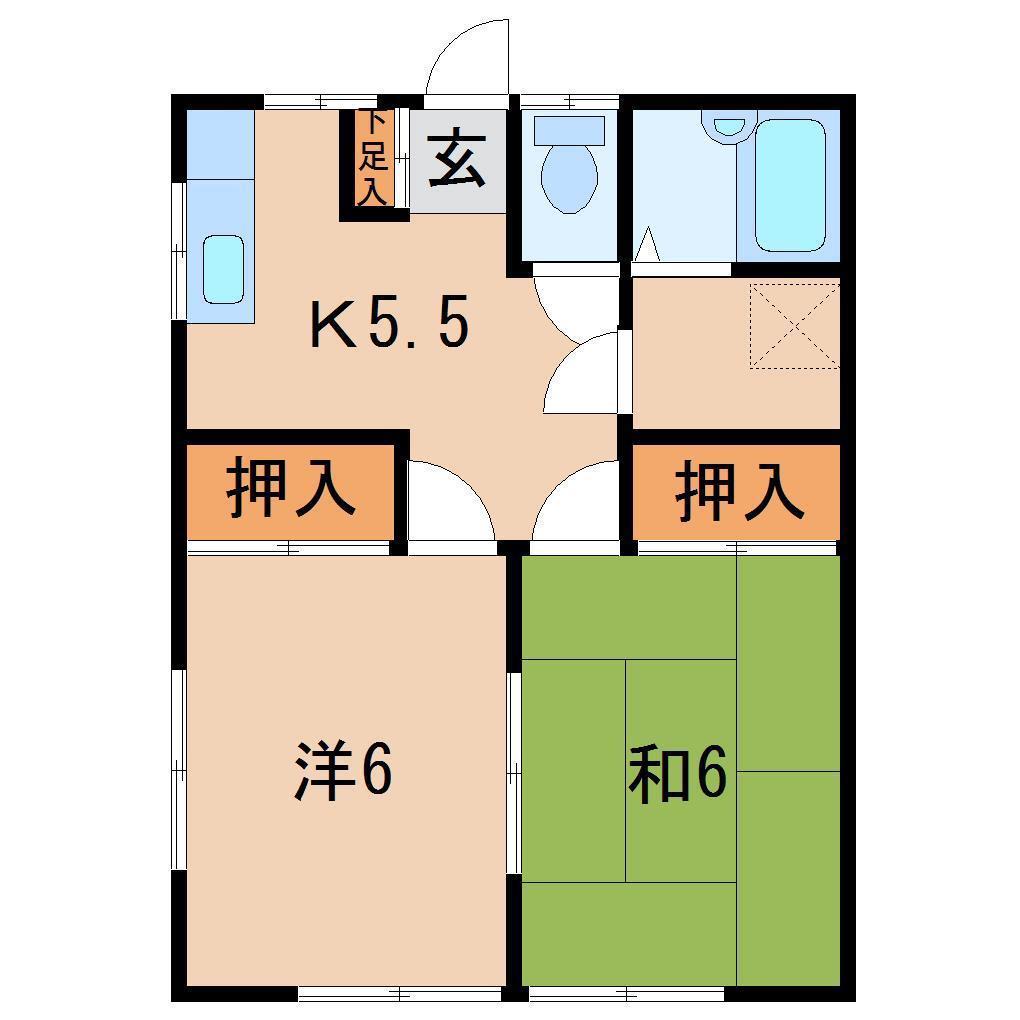 サンハイツ松川A(2K/1階)の間取り写真