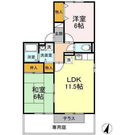 サンセールカンザキA(2LDK/1階)の間取り写真