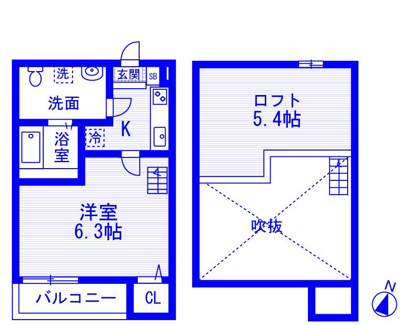 ドリームライン(1K/1階)の間取り写真