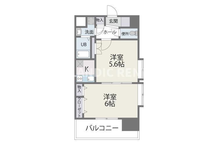 ビエラコート東比恵(2K/6階)の間取り写真