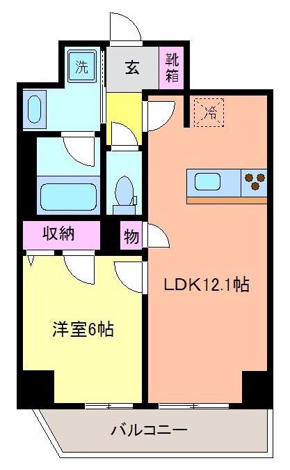 ルシエル(1LDK/9階)の間取り写真
