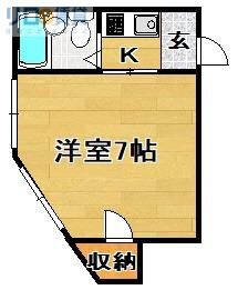 矢森第2マンション(1K/3階)の間取り写真