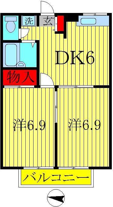 エステート渡辺(2DK/2階)の間取り写真