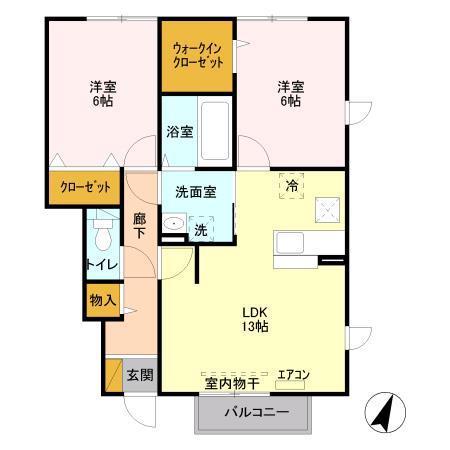 シエスタ I(2LDK/1階)の間取り写真