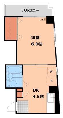 フジハイム(1DK/3階)の間取り写真