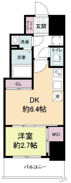 セレニテ桜川駅前プリエ(1DK/3階)の間取り写真