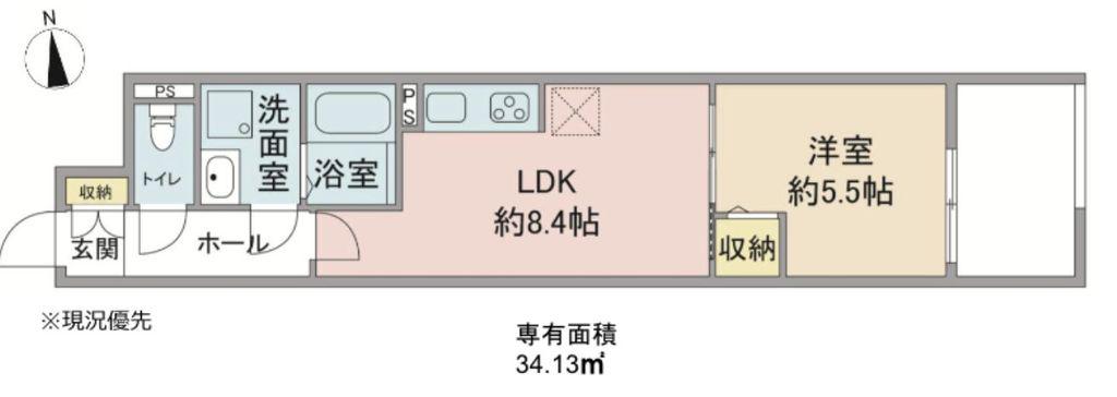 東小金井1LDK グランエス(1LDK/2階)の間取り写真