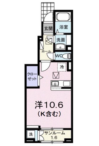 マルタン シュド(ワンルーム/1階)の間取り写真