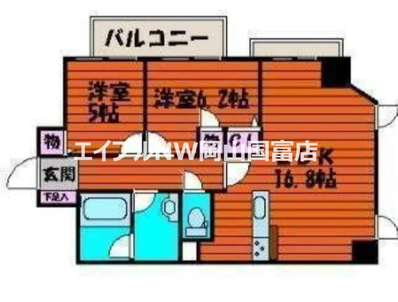 ライオンズタワー岡山表町(2LDK/11階)の間取り写真