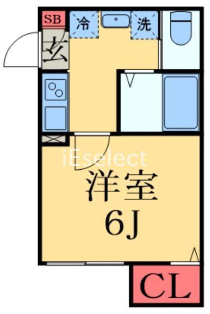 PROUD COURT 稲毛(1K/1階)の間取り写真