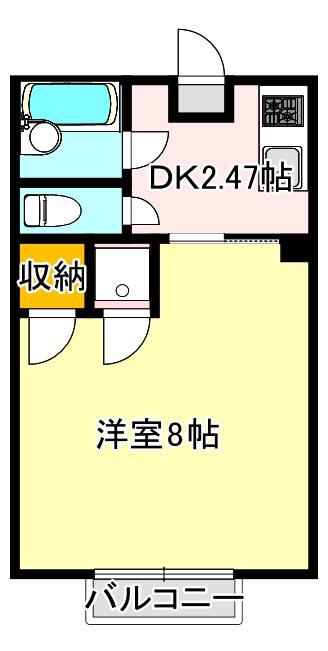ピュア西新C(1DK/1階)の間取り写真