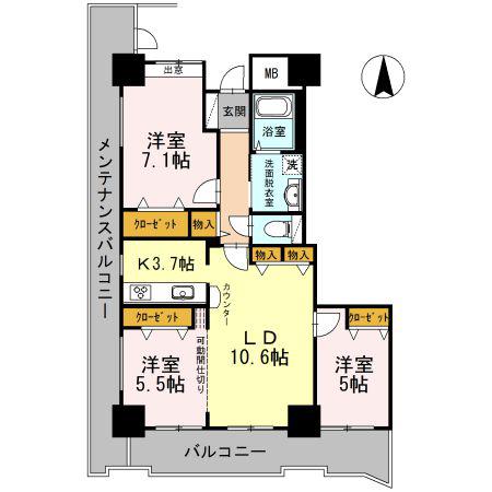 品川シーサイドビュータワーII(3LDK/6階)の間取り写真