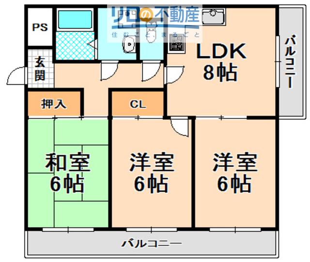 ヴィラメープル(3LDK/3階)の間取り写真