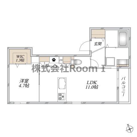 アンソレイエ・旭化成ヘーベルメゾンHE(1LDK/2階)の間取り写真