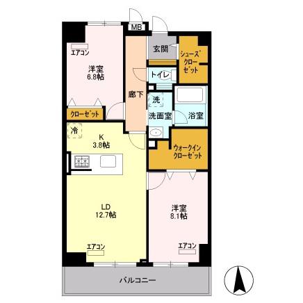 ロイヤルパークスシーサー西新井(2LDK/9階)の間取り写真