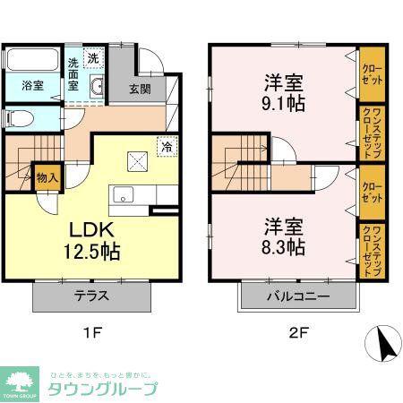 ワイズ エスポワール A(2LDK/2階)の間取り写真