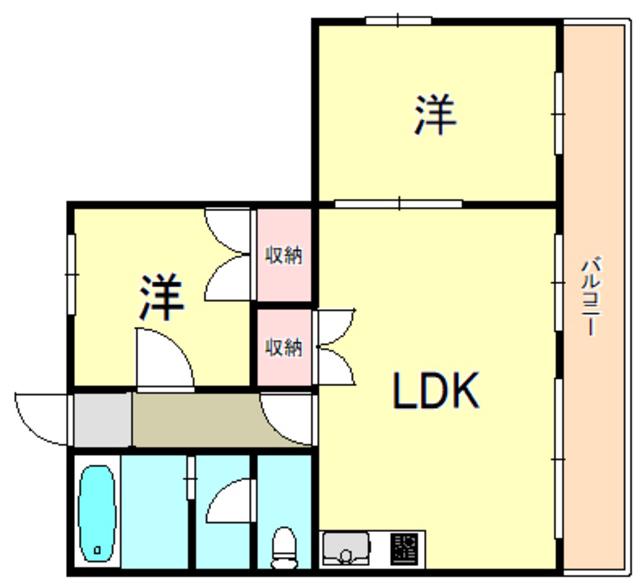 オーセンティックスクエア大久保(2LDK/2階)の間取り写真