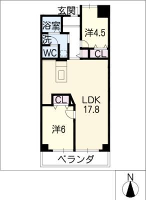 ロイヤルシティ押切(2LDK/4階)の間取り写真