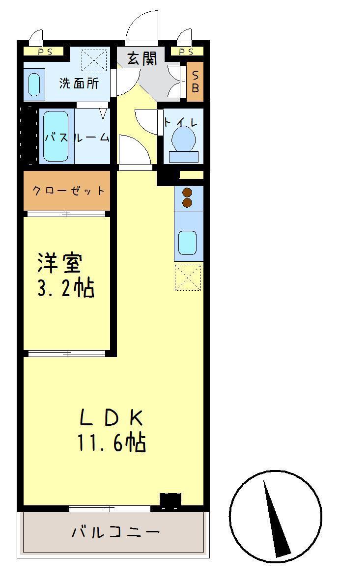ネクサス広白石(1LDK/5階)の間取り写真