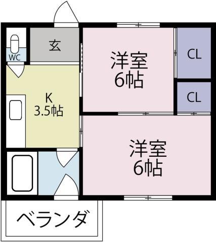 中島田コーポ(2K/1階)の間取り写真