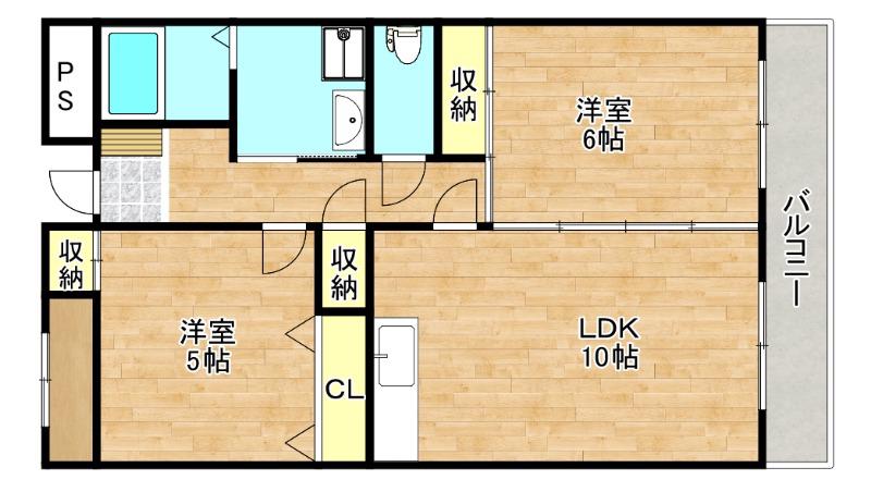 ポルト巽(2LDK/1階)の間取り写真